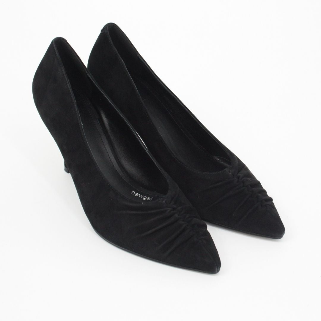 Lodi A-TAPI Black Suede Court Shoes