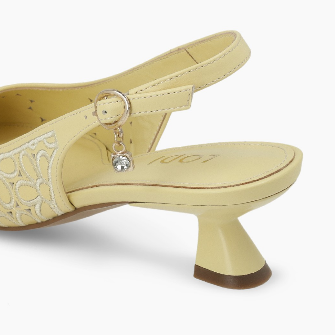 Lodi JUCO Złote Skórzane Czółenka z Odkrytym Piętem