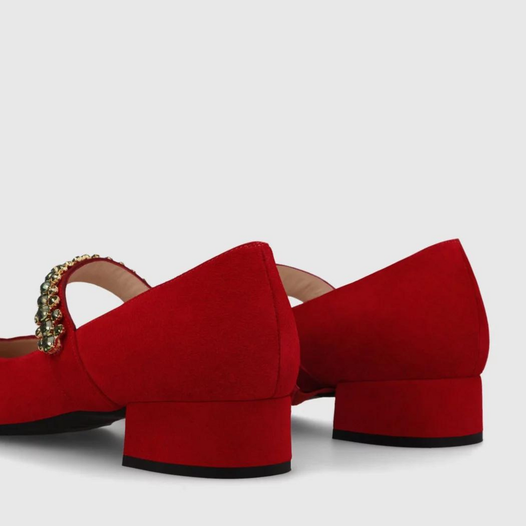 Lodi AMIN Red Pump With Jewel Detail
