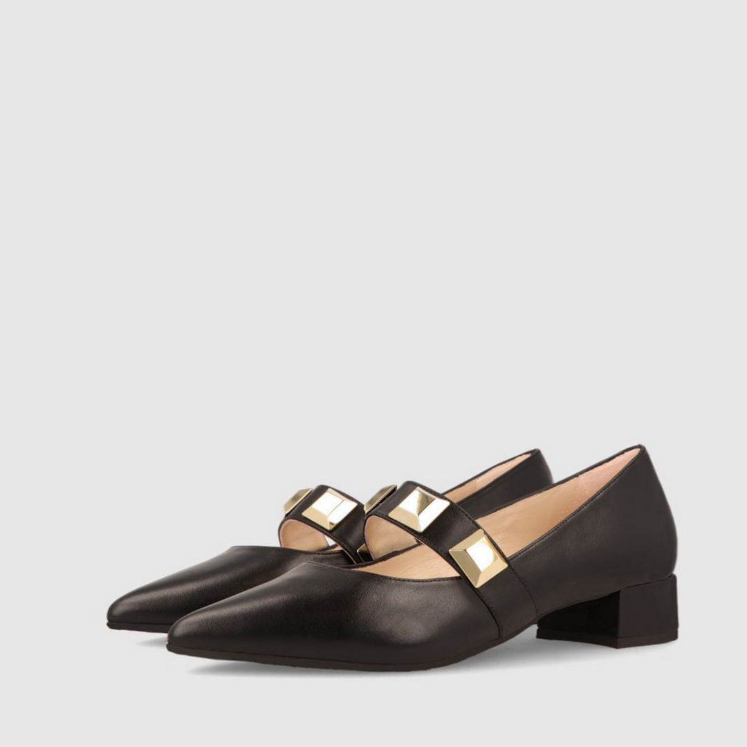 Lodi AMORE Black Ballerinas With Stud Detail