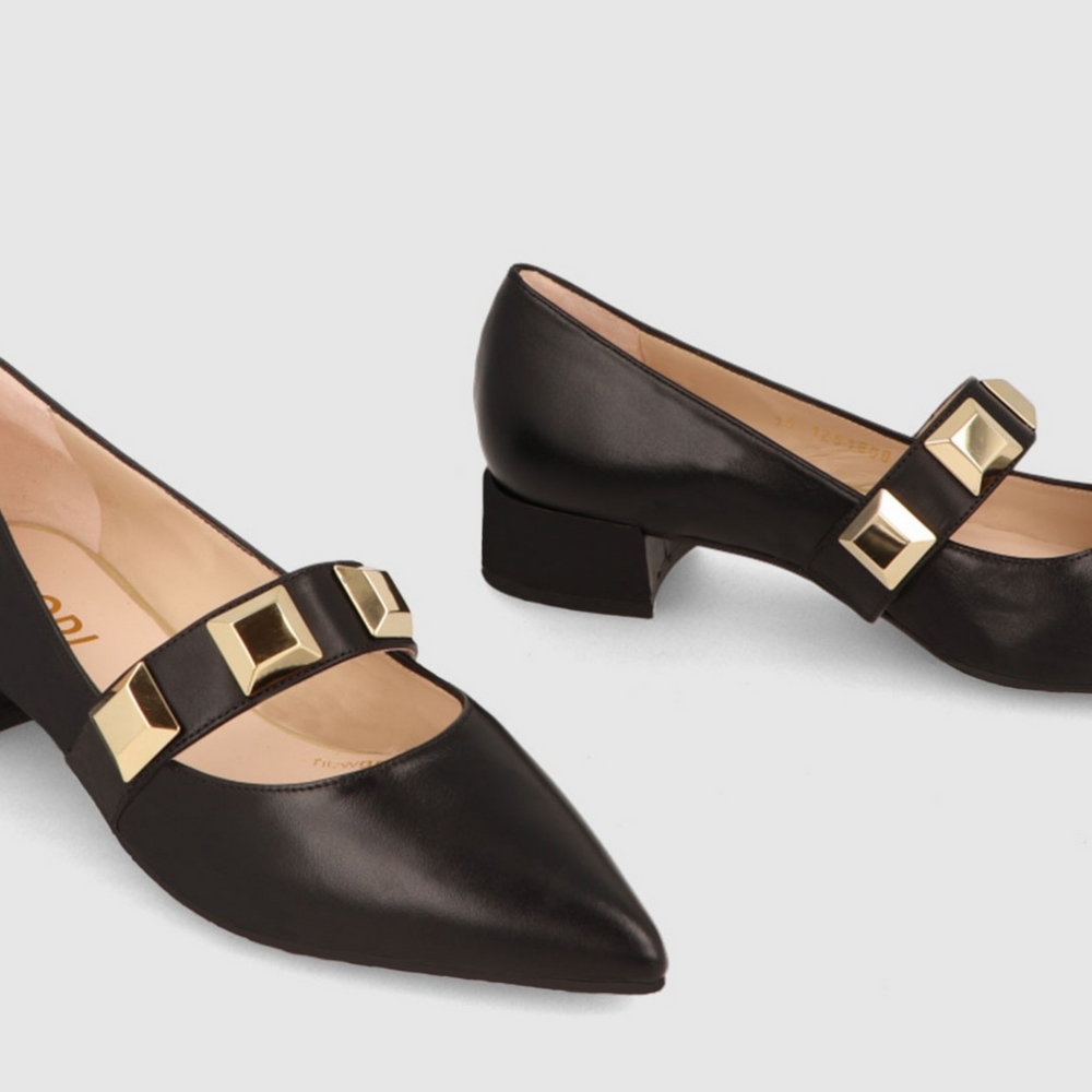 Lodi AMORE Black Ballerinas With Stud Detail