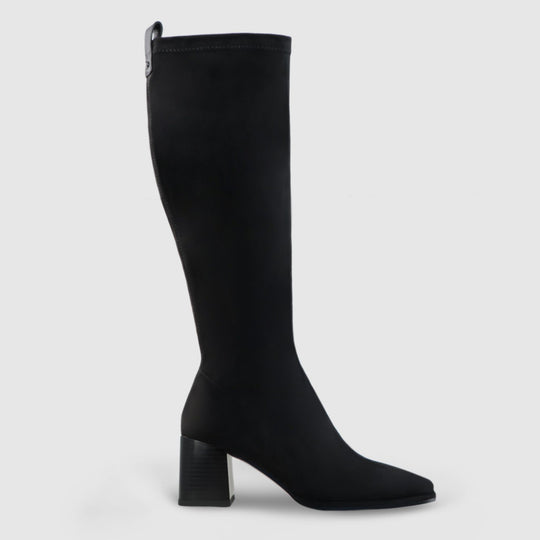 Lodi AMBER Black Suede Knee High Boots