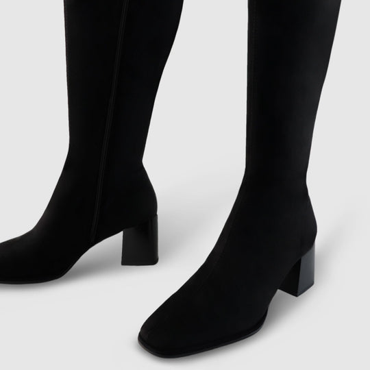 Lodi AMBER Black Suede Knee High Boots