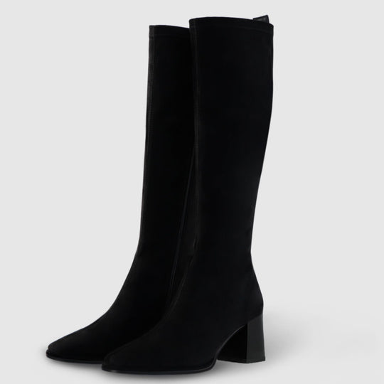 Lodi AMBER Black Suede Knee High Boots