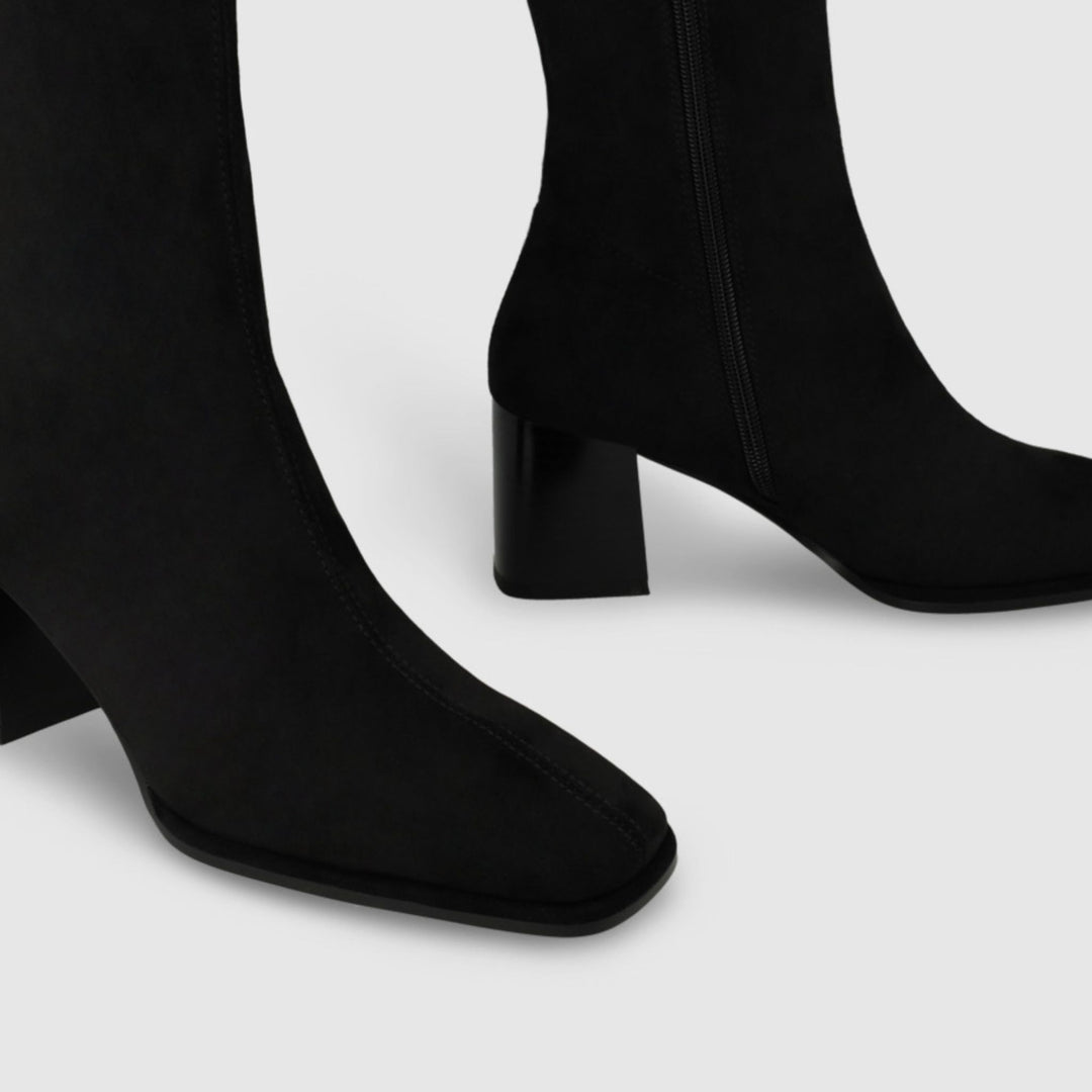 Lodi AMBER Black Suede Knee High Boots