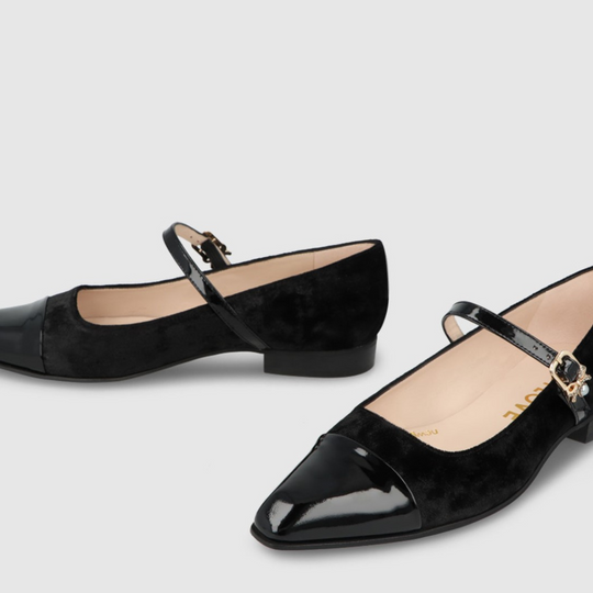 Lodi BRY-TE Ballerinas In Black Velvet And Patent Leather