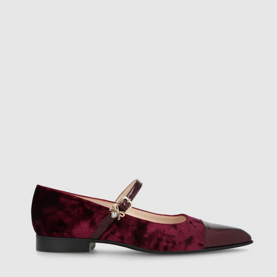 Lodi BRY-TE Ballerinas In Burgundy Velvet And Patent Leather