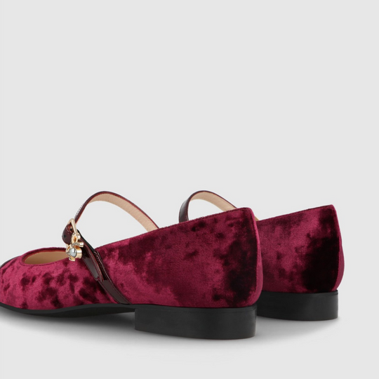 Lodi BRY-TE Ballerinas In Burgundy Velvet And Patent Leather