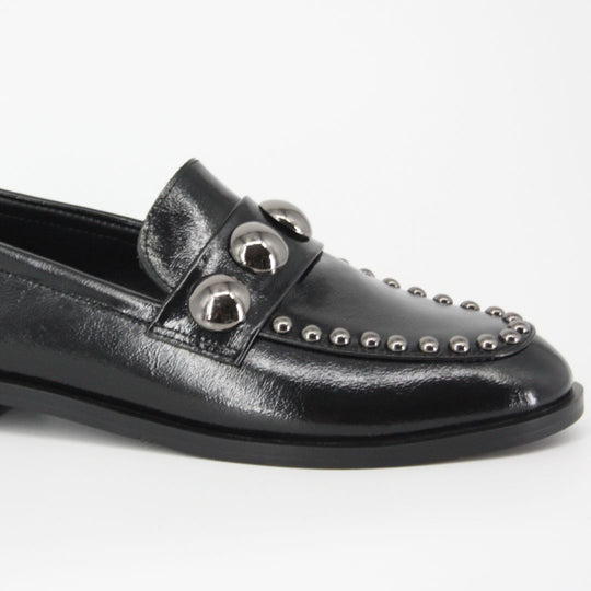 Lodi  Black Leather Loafers