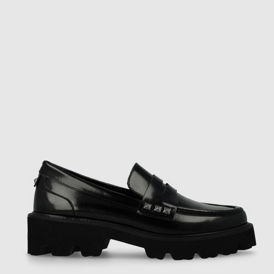 Lodi CENIR Black Leather Loafers