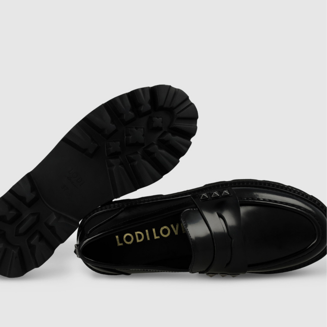 Lodi CENIR Black Leather Loafers