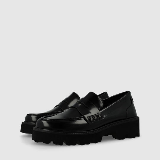 Lodi CENIR Black Leather Loafers