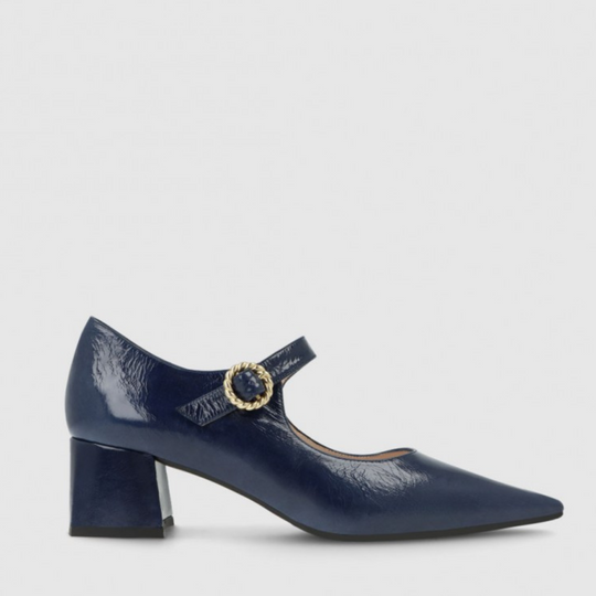 Lodi CHINI Navy Low Heeled Shoe With Jewel Detail