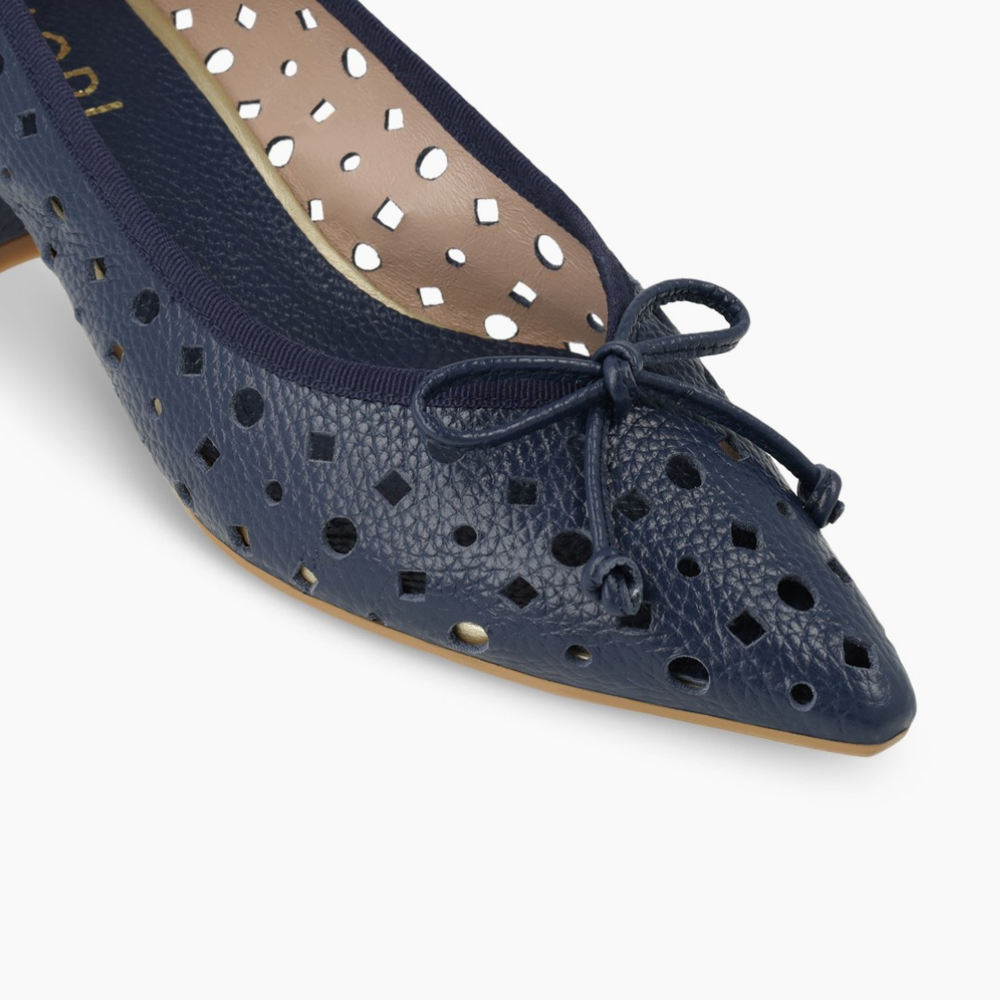 Lodi DUNJA Navy Leather Court Shoes