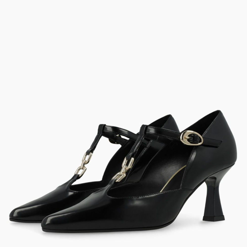 Lodi GAMO-PI Black Leather Pumps