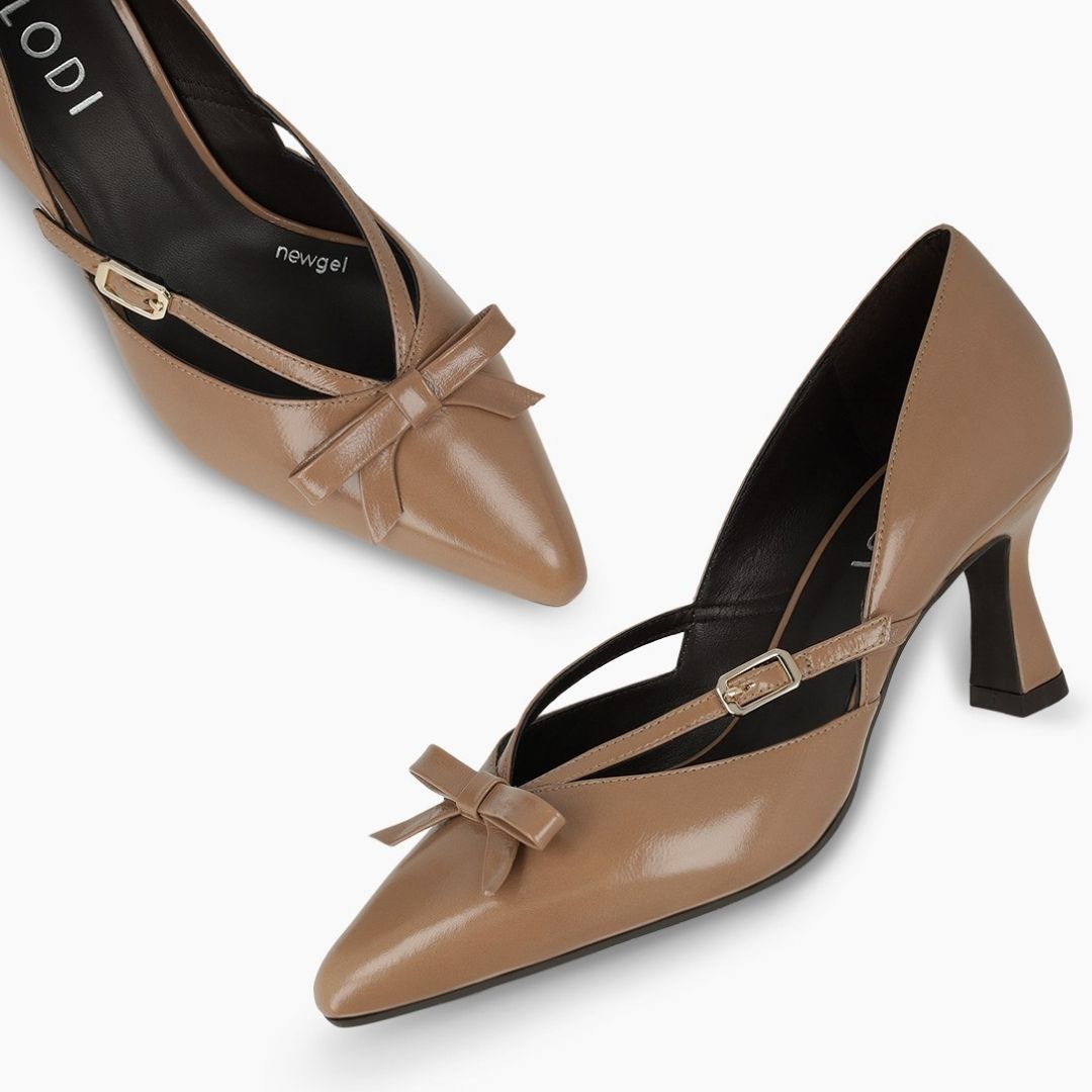 Lodi GRAY Beige Leather Pump