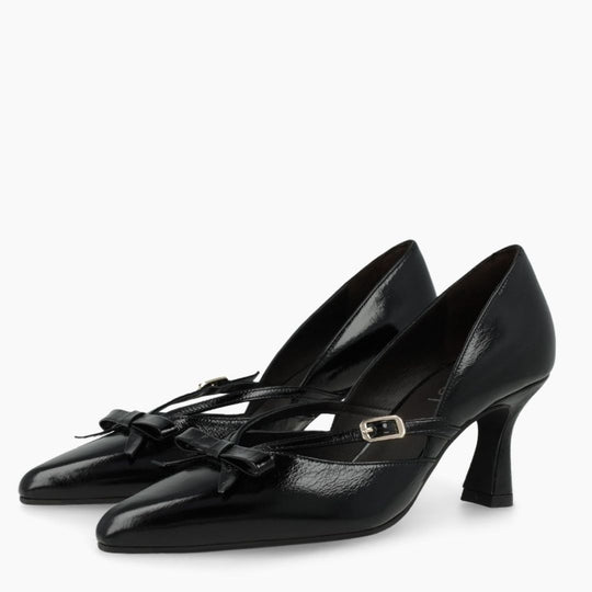 Lodi GRAY Black Leather Pump