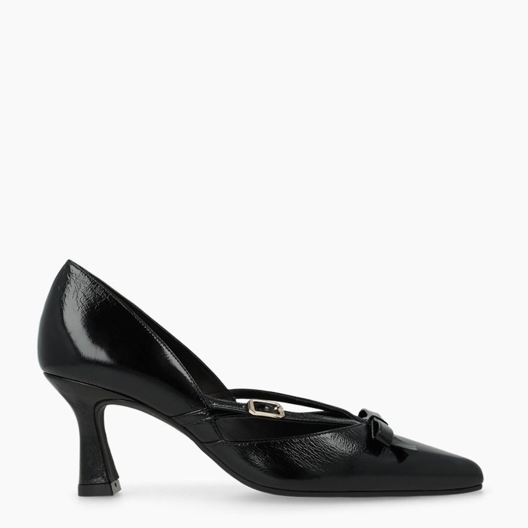 Lodi GRAY Black Leather Pump