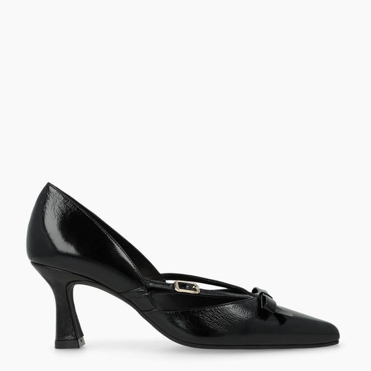 Lodi GRAY Black Leather Pump