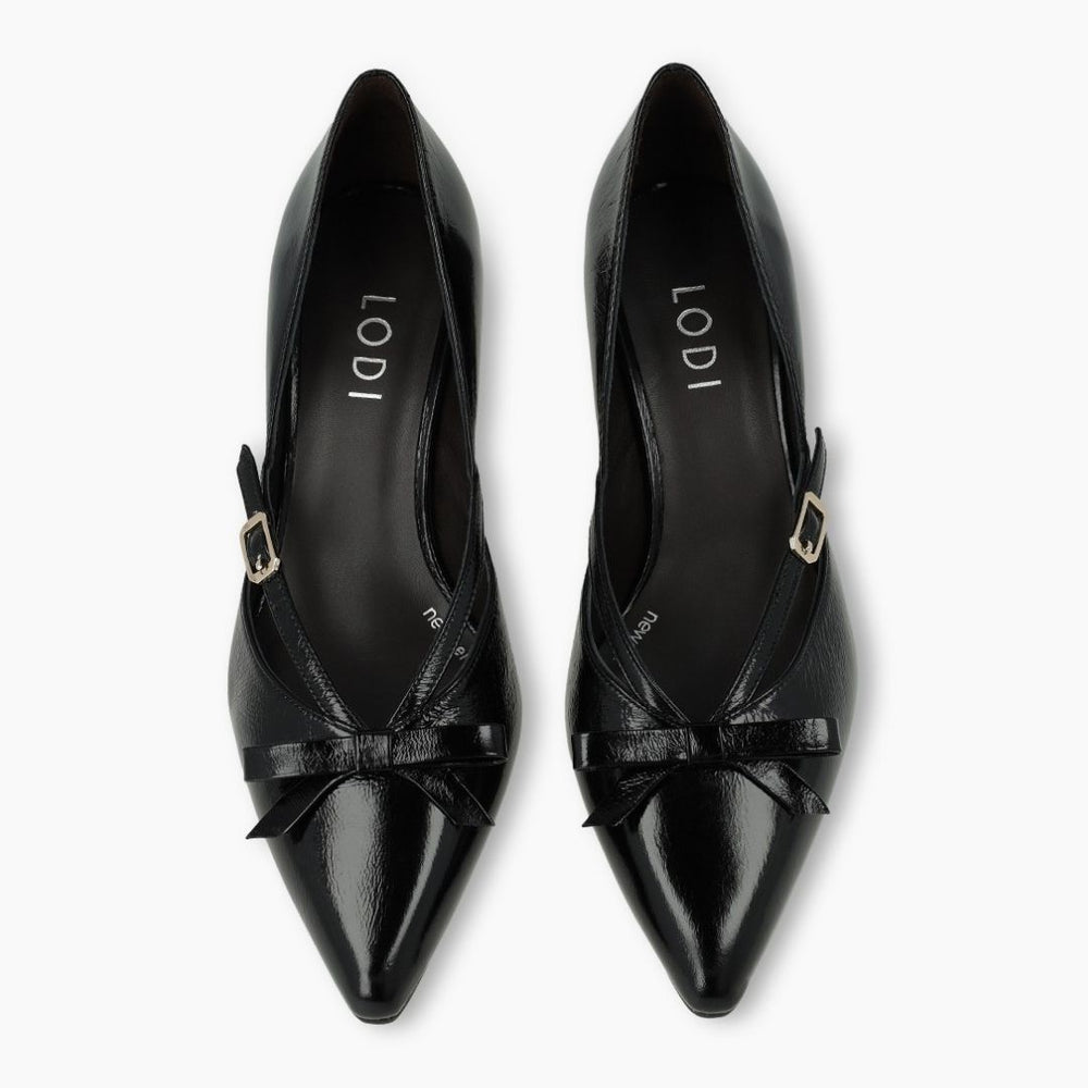 Lodi GRAY Black Leather Pump