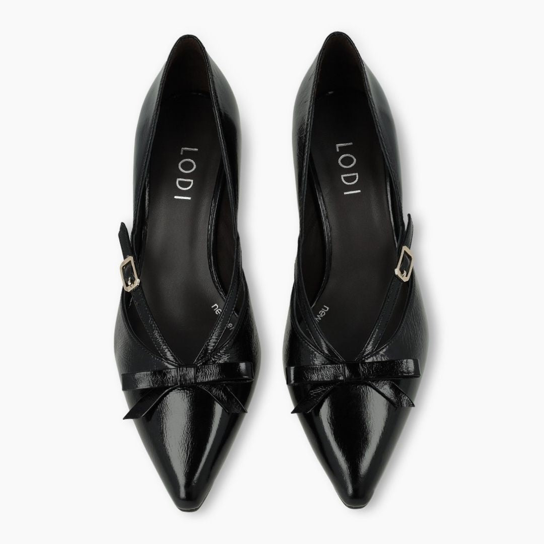 Lodi GRAY Black Leather Pump