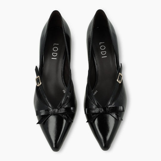 Lodi GRAY Black Leather Pump
