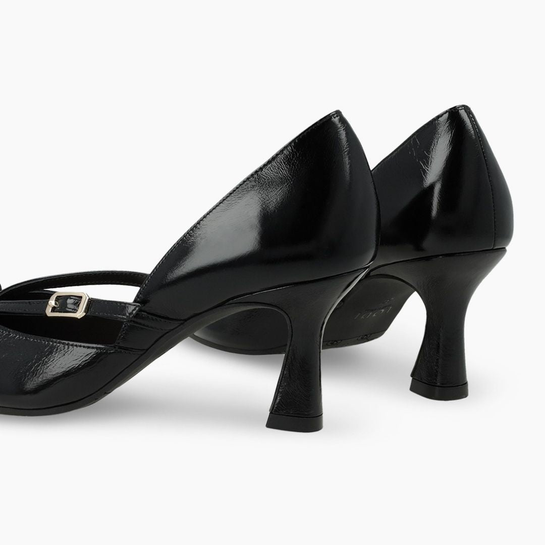 Lodi GRAY Black Leather Pump
