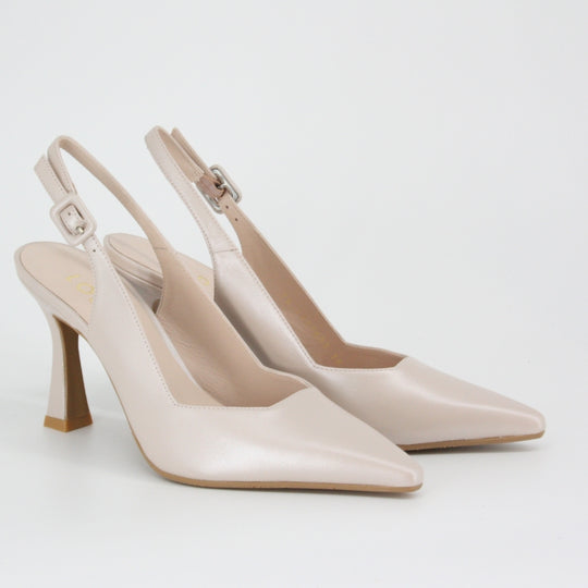 Lodi JUCO Ivory Leather Slingback Pumps