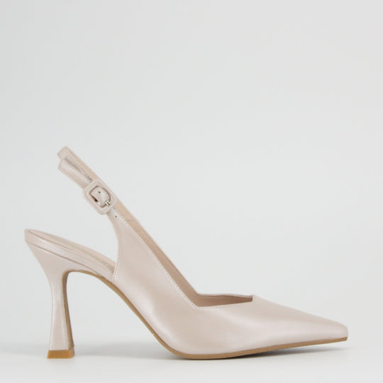 Lodi JUCO Ivory Leather Slingback Pumps