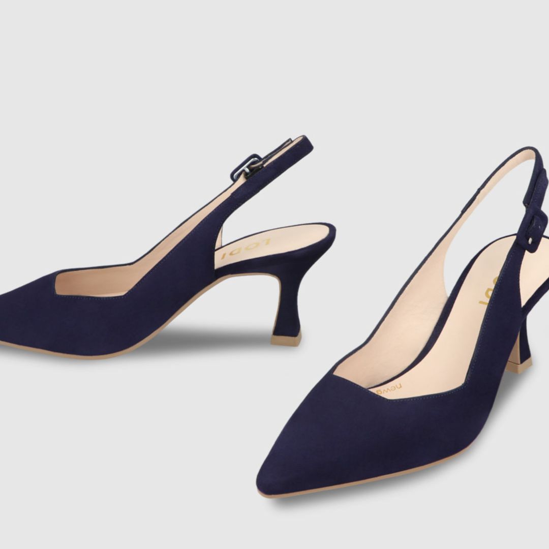 Lodi JUCO Navy Suede Slingback Pumps