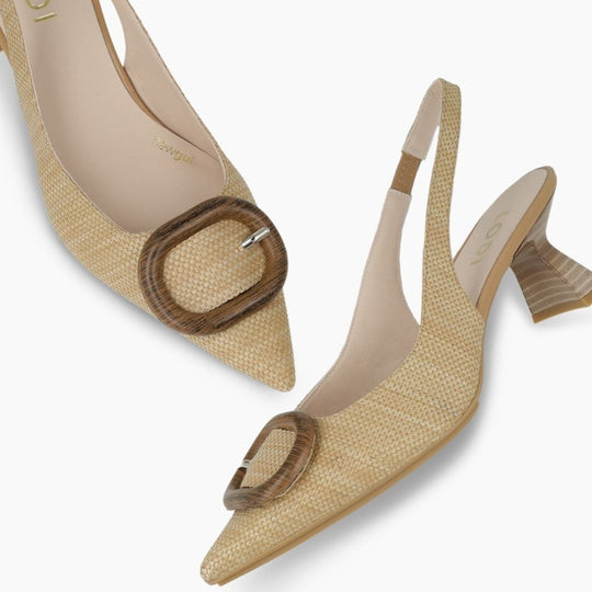 Lodi KAOS Beige Slingback Court Shoes