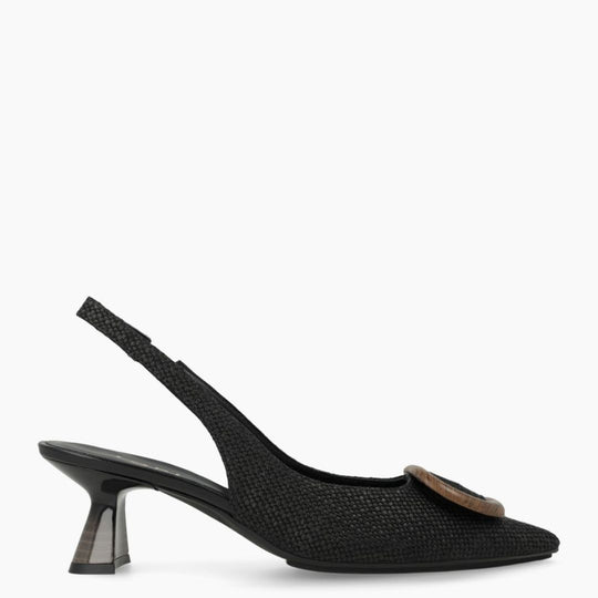 Lodi KAOS Black Slingback Court Shoes