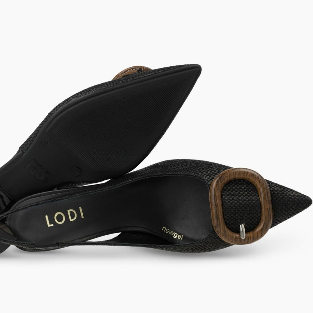 Lodi KAOS Black Slingback Court Shoes