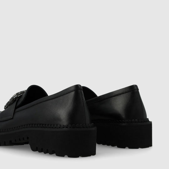 Lodi LILI Black Leather Loafers