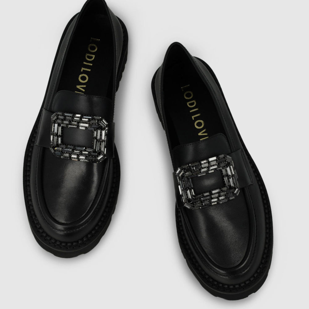 Lodi LILI Black Leather Loafers