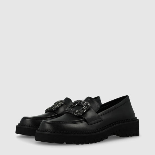 Lodi LILI Black Leather Loafers