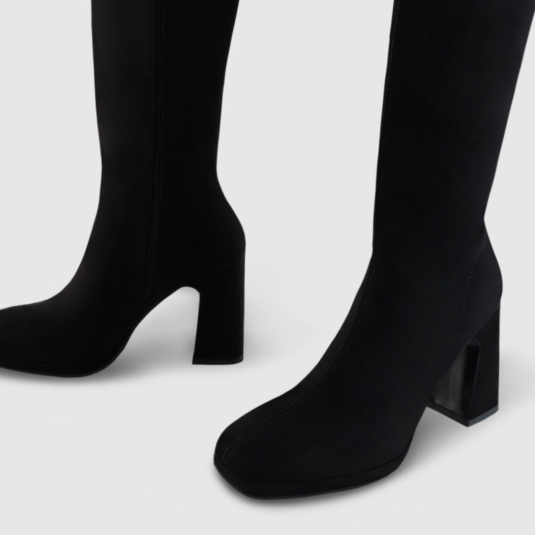 Lodi LIMBO Black Suede Knee High Boots