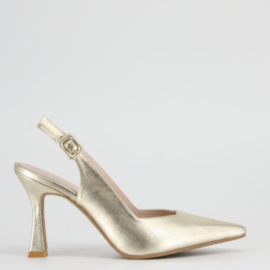 Lodi MODERN Gold Leather Slingback Pumps