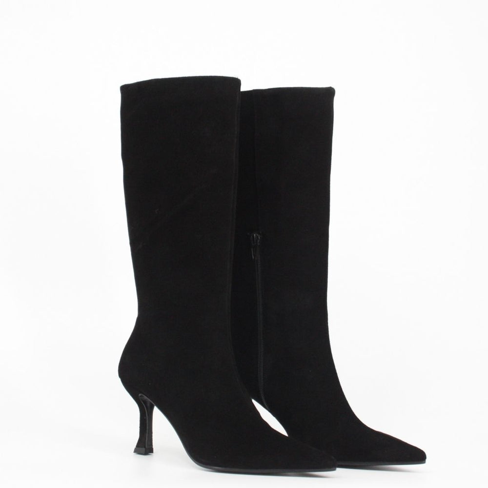 Lodi ROMANA Black Suede Midi Length Boots