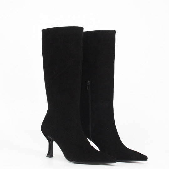 Lodi ROMANA Black Suede Midi Length Boots