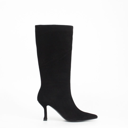 Lodi ROMANA Black Suede Midi Length Boots