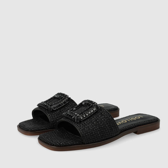 Lodi NU4890 Black Raffia Sandals