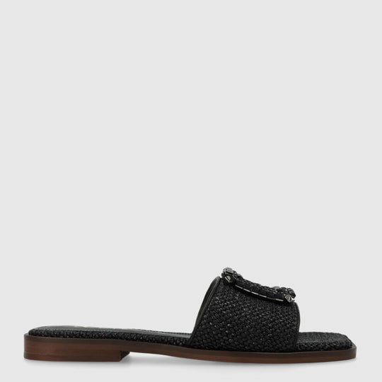 Lodi NU4890 Black Raffia Sandals