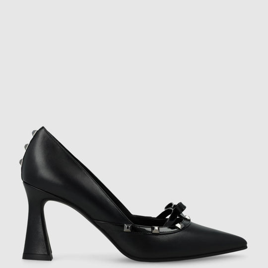 Lodi RERIS Black Leather Pumps