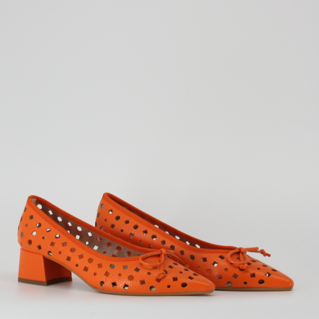 Lodi DUNJA Orange Leather Court Shoes