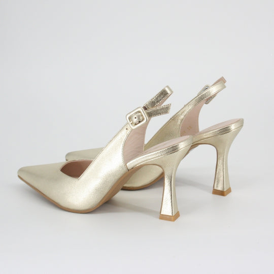 Lodi MODERN Gold Leather Slingback Pumps