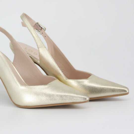 Lodi MODERN Gold Leather Slingback Pumps