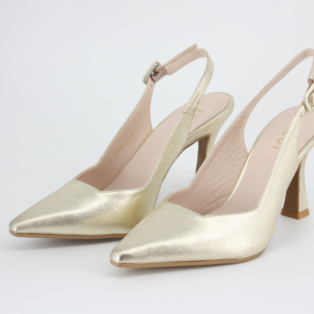 Lodi MODERN Gold Leather Slingback Pumps