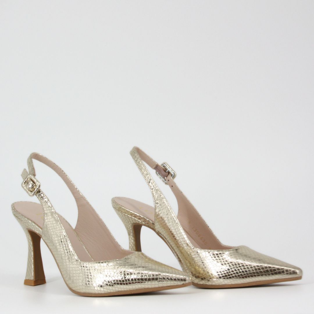 Lodi MODERN Gold Sling-Back Pumps