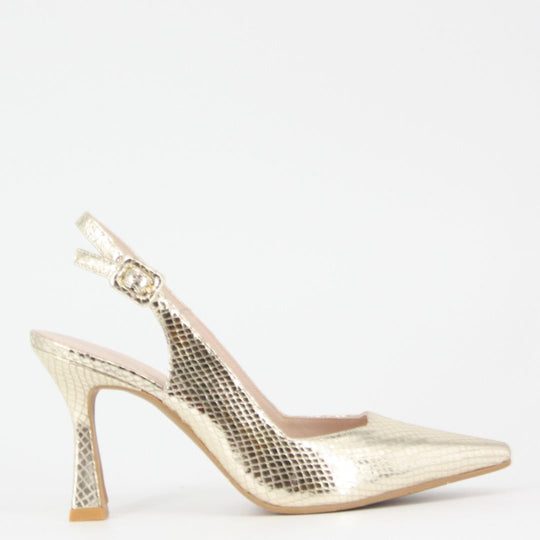 Lodi MODERN Gold Sling-Back Pumps